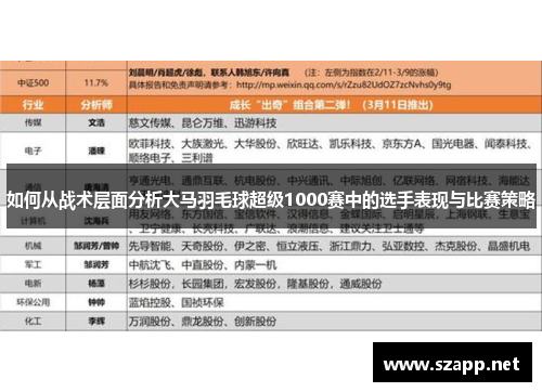 如何从战术层面分析大马羽毛球超级1000赛中的选手表现与比赛策略